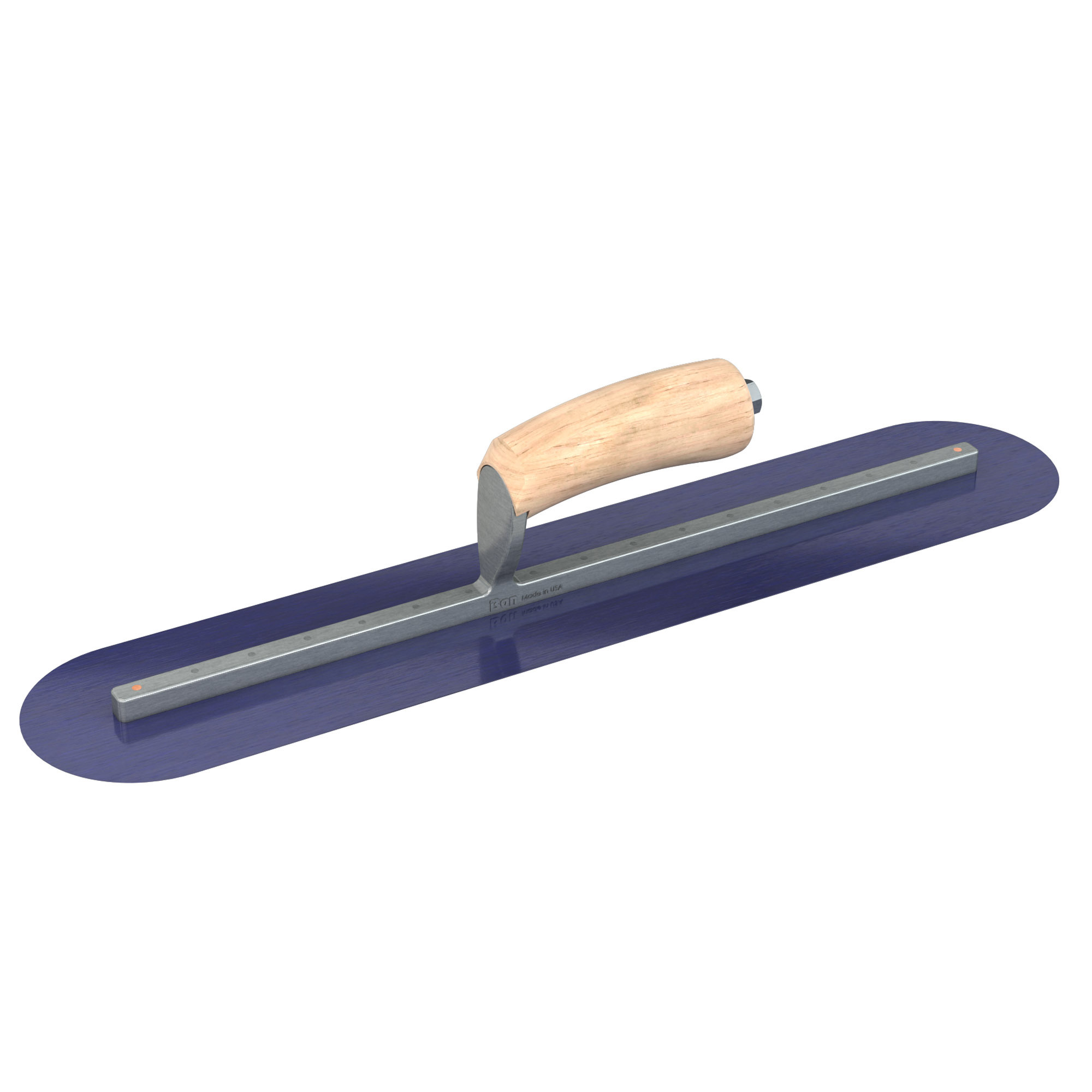 Bon Steel City, Finish Trowel - Round - Blue Steel - 20 x 4 - Wd, Blade Material Blue Steel, Blade Length 20 in, Blade Width 4 in, Model# 66-155